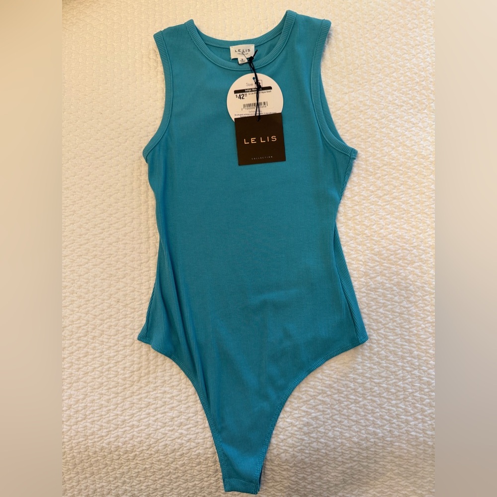 NWT LeLis Blue Ribbed Bodysuit